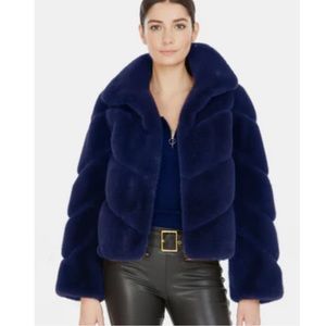 Generation Love Logan Faux Fur jacket in navy size L